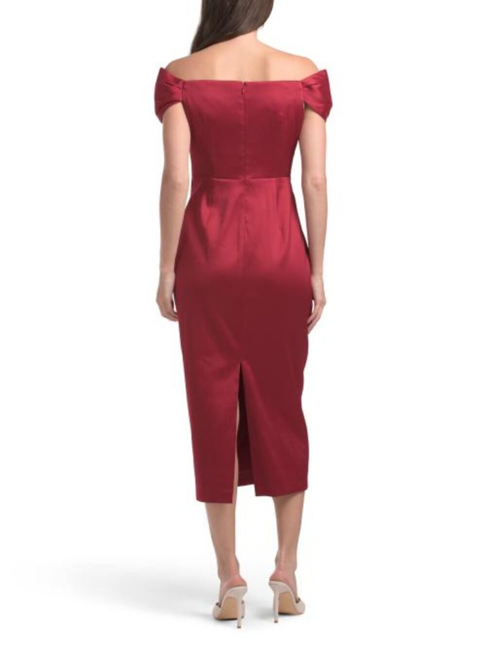 AIDAN MATTOX Off The Shoulder Tea-length Cocktail Dress - Picture 2 of 4